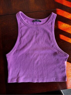 Zara Lavender Ribbed Crop Tank